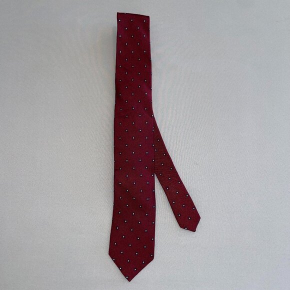 Alexandre London Saville Row Men's Red and Navy Blue Neck Tie 100% Silk - Picture 7 of 7